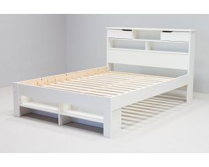 4ft6 White Multi Storage Wooden Bed Frame with optional Under bed storage drawer